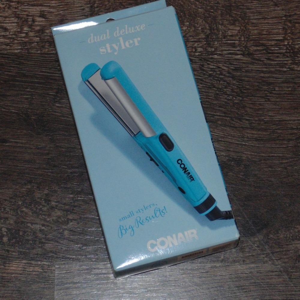 Conair Dual Deluxe Styler Mini Flat Iron Teal Blue Good Ceramic Travel Size - Picture 1 of 7